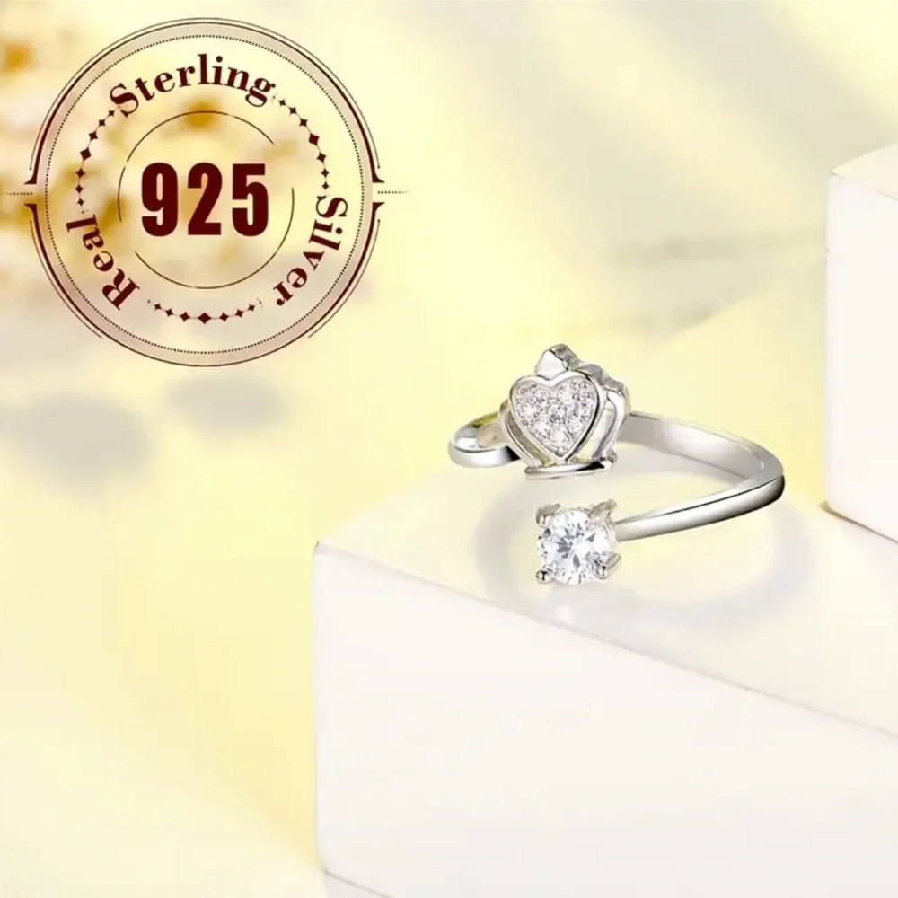 Sterling Silver Adjustable Crown Ring